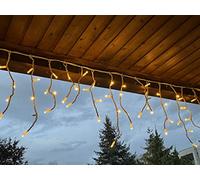 LEDZEIT - Profi Serie- Tenda luminosa esterno, icicle light, catena di prolunga senza cavo di alimentazione, 3 m x 0,5 m, bianco caldo, 2 segmenti, estensibile fino a 288m, per Natale, edifici, negozi