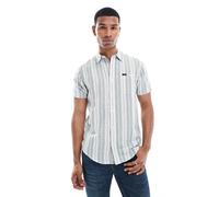 Lee - Camicia a maniche corte in misto lino verde medio a righe S