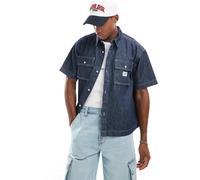 Lee - Camicia in denim oversize a maniche corte lavaggio scuro-Blu S