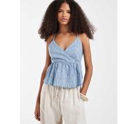 Lee - Canottiera peplo azzurra a righe con volant-Blu M