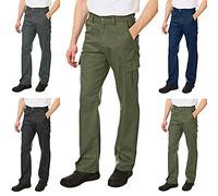 Lee Cooper LCPNT205 Pantaloni Cargo classici da lavoro multitasche per uso intensivo e di facile manutenzione da uomo, Khaki, 30W / 33L