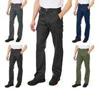 Lee Cooper LCPNT205 Pantaloni Cargo classici da lavoro multitasche per uso intensivo e di facile manutenzione da uomo, Nero, 32W / 29L