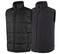 Lee Cooper LCVST702 Workwear Mens sicurezza sul lavoro reversibile imbottito Bodywarmer Gilet Vest, Nero/Grigio, 3X-Large