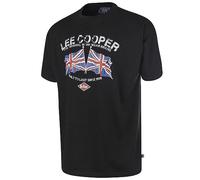 Lee Cooper Maglietta da Lavoro Stampata da Uomo a Girocollo e Manica Corta, Nero, XXL