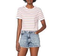 Lee Cooper Printed Tee Gestreift T-Shirt, A Righe, Colore Bianco, M Donna