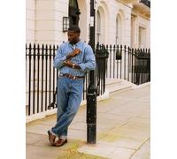 Lee - Giacca da lavoro in denim blu gessato S