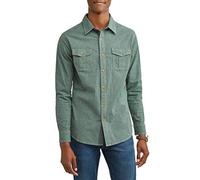 Lee Men's Long-Sleeve Woven Button-Front Shirt with Micro-Checks (Green Ash) (Small (S))