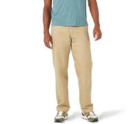 Lee Men's Total Freedom Stretch Relaxed Fit Flat Front Pant, Khaki, 34W x 32L