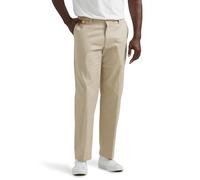 Lee Men's Total Freedom Stretch Relaxed Fit Flat Front Pant, Sand, 42W x 32L