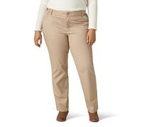 Lee Pantaloni da Donna Plus Size Wrinkle Free Relaxed Fit Straight Leg Pants, Lino, 24W Petite