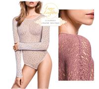 LEE STRING BODY Di Wolford XS Bianco Seducente Rete Trasparente