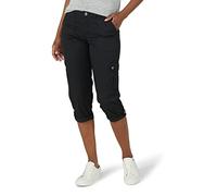 Lee Women's Flex-to-Go Mid-Rise Relaxed Fit Cargo Capri Pant, Black, 12