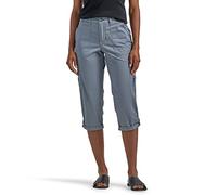 Lee Women's Plus Size Flex-to-Go Mid-Rise Relaxed Fit Cargo Capri Pant, Tech Gray