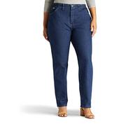 Lee Women's Plus-Size Relaxed Fit Side Elastic Tapered Leg Jean, Dark Indigo, 26W Petite