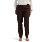 Lee Women's Size Wrinkle Free Relaxed Fit Straight Leg Pant, Espresso, 18 Plus Long