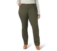 Lee Women's Size Wrinkle Free Relaxed Fit Straight Leg Pant, Frontier Olive, 18 Plus Medium