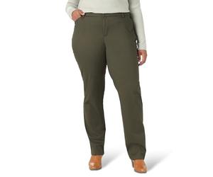 Lee Women's Size Wrinkle Free Relaxed Fit Straight Leg Pant, Frontier Olive, 18 Plus Medium