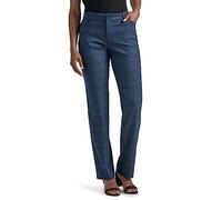 Lee Wrinkle Free Relaxed Fit Straight Leg Pant Pantaloni, Blu Marino/Motivo Scozzese Blu, 44 Donna