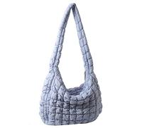 LEEAA Casual Modello reticolare Borse a tracota per pendolari casual BASS CASA FASHI NYLON trapuntato Elegante fine settimana (blu)