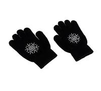 Leeadwaey Guanti da pattinaggio su ghiaccio per ragazze, donne, bambini, magico, elasticizzato, fiore nero, L, colore: nero