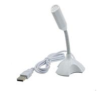 Leeadwaey Microfono USB da tavolo Computer Portatile Mini Microfono Tubo Flessibile Collo Regolabile PC Mic, Bianco