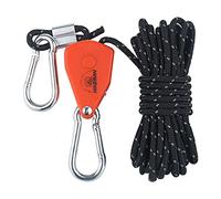 Leeadwaey Puleggia Cricchetto Corda Gancio Riflettente Vento Corda Tenditore per Campeggio Escursionismo 4mm 4m Nero
