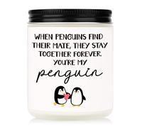 Leebbsin Candela di cera di soia naturale fatta a mano alla lavanda con scritta "Cute You are My Penguin", regalo romantico per fidanzata, fidanzato, moglie, marito, 200 ml