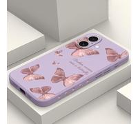 LEECG per iPhone 16 Cover Graffio Resistente Morbido Slim Fit Floreale Phone Cover per iPhone 16-Farfalla Viola
