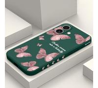 LEECG per iPhone 16 Cover Graffio Resistente Morbido Slim Fit Floreale Phone Cover per iPhone 16-Farfalla Verde