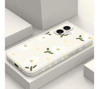 LEECG per iPhone 16 Cover Graffio Resistente Morbido Slim Fit Floreale Phone Cover per iPhone 16-Margherita Bianco