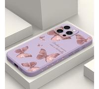 LEECG per iPhone 16 Pro Max Cover Graffio Resistente Morbido Slim Fit Floreale Phone Cover per iPhone 16 Pro Max-Farfalla Viola