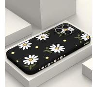 LEECG per iPhone 16 Pro Max Cover Graffio Resistente Morbido Slim Fit Floreale Phone Cover per iPhone 16 Pro Max-Margherita Nero