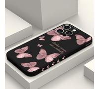 LEECG per iPhone 16 Pro Max Cover Graffio Resistente Morbido Slim Fit Floreale Phone Cover per iPhone 16 Pro Max-Farfalla Nero