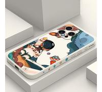 LEECG per iPhone 16 Pro Max Cover Graffio Resistente Morbido Slim Fit Floreale Phone Cover per iPhone 16 Pro Max-Astronauta Bianco