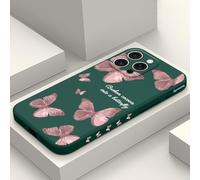 LEECG per iPhone 16 Pro Max Cover Graffio Resistente Morbido Slim Fit Floreale Phone Cover per iPhone 16 Pro Max-Farfalla Verde