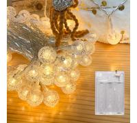 LEECOCO Catena luminosa con sfere di cristallo per interni, 5 m, 50 LED, funzionamento a batteria con batterie AA, bianco caldo, ideale per la cameretta dei bambini, Natale, feste, giardino e balcone