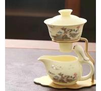 LEEDJUINE Ceramica Giallo Mutton-fat Jade Semi-automatico, 150ml 5oz, Casa Ufficio Attrazione Magnetica Infusore di tè