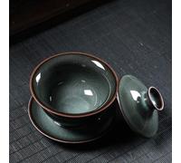 LEEDJUINE Gaiwan Celadon Sancai Longquan Ice Cracking, 190 ml, set da tè fatto a mano in ceramica