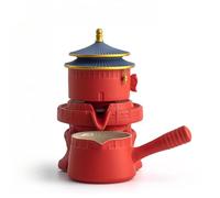 LEEDJUINE Infusore per tè semi-automatico Kungfu Set da 2 pezzi, 220 ml, in ceramica stile cinese resistente al calore