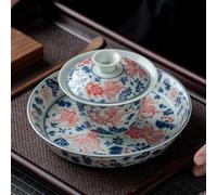 LEEDJUINE Sancai Gaiwan in ceramica retrò, 120 ml, 4 oz, tazza da tè Hoverable con coperchio, set di tazze da tè Kungfu