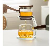 LEEDJUINE Set da tè in vetro semi-automatico con infusore da tè 2 pezzi, 300 ml 10 oz, set da tè resistente al calore per uso domestico