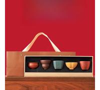 LEEDJUINE Tazza da tè in argilla viola Master Cup con confezione regalo 5 pezzi, 50-70 ml 17-2 once, set da tè per la degustazione di tè per la casa