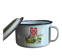 LEEDJUINE Tazza da tè smaltata in stile antico, stile nostalgico, 1300 ml, stile cinese retrò resistente al calore