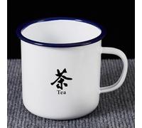 LEEDJUINE Tazza smaltata con coperchio, stile rétro anticato, 700 ml, resistente al calore