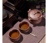 LEEDJUINE Teiera in argilla viola con 2 tazze, set da 3 pezzi, 210 ml, set da tè Kungfu per uso domestico