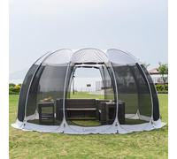 Leedor Gazebo per patio, casa, camera da 12-15 persone, pergole, zanzariera, tenda da campeggio, tenda da pranzo, parasole pop up, riparo, pareti in rete, non impermeabile, grigio, 38 x 48 cm
