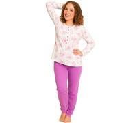 Leedya Pigiama Donna Invernale 100% Cotone - Completo Lungo Manica Lunga con Bottoni o Polsini - Modelli Vari a Fiori - Morbido e Confortevole per la Notte (860P PEONIE Rosa, XXL)