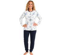 Leedya Pigiama Donna Invernale 100% Cotone - Completo Lungo Manica Lunga con Bottoni o Polsini - Modelli Vari a Fiori - Morbido e Confortevole per la Notte (874 Nero TG XL)