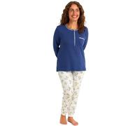 Leedya Pigiama Donna Invernale 100% Cotone - Modal - Completo Lungo Manica Lunga con Bottoni o Polsini - Modelli Vari Colori a Fiori - Morbido e Confortevole per la Notte