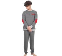 Leedya Pigiama Uomo Lungo in Cotone Invernale Interlock 100% - Stile e Comfort - Pigiama Morbido per Le Notti Invernali - Polsini No Stress (IT, Testo, XL, Regular, Regular, 879 Grigio)